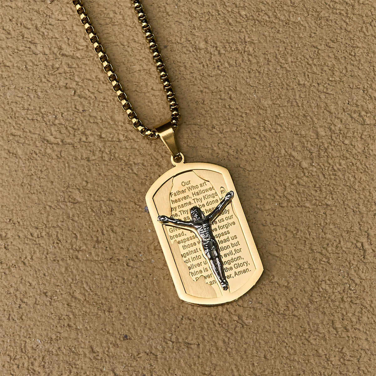 Modern Layered Faith Lord's Prayer Crucifix Necklace: Multicolor devotion