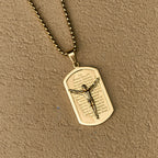 Modern Layered Faith Lord's Prayer Crucifix Necklace: Multicolor devotion
