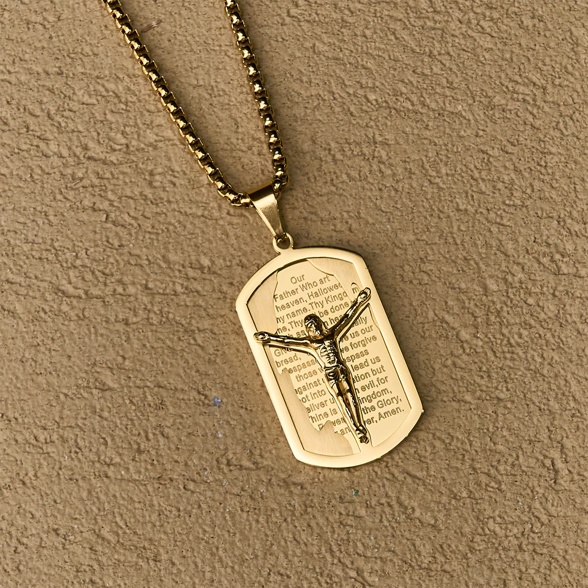 Modern Layered Faith Lord's Prayer Crucifix Necklace: Multicolor devotion