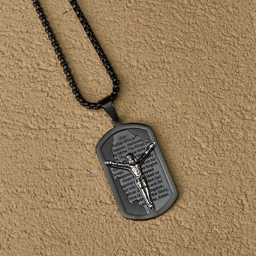 Modern Layered Faith Lord's Prayer Crucifix Necklace: Multicolor devotion