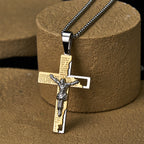 Lord's Prayer Inscription with Crucifix Necklace: Guard My Steps