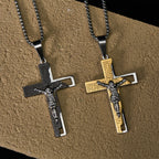 Lord's Prayer Inscription with Crucifix Necklace: Guard My Steps
