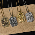 Classic Style St. Michael the Archangel Protection Stainless Steel Pendant Necklace