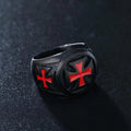 Black & Crimson Faith Armor Templar Cross Signet Ring