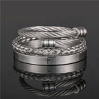 Layered Minimalist Style Spiral-Braid Cross & Lord's Prayer Bracelet