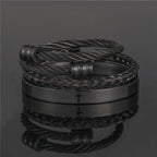 Layered Minimalist Style Spiral-Braid Cross & Lord's Prayer Bracelet