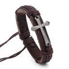 Rugged Faith Wrap Vintage Knot Cross with Scripture Bracelet in Black & Brown