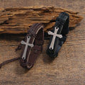Rugged Faith Wrap Vintage Knot Cross with Scripture Bracelet in Black & Brown