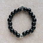 Black Wooden Prayer Handmade Bracelet with Dual Jerusalem Cross Shields