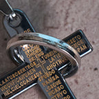 Lord's Prayer with Interlocking Ring Cross Pendant Necklace: Bold Style Sacred Meaning