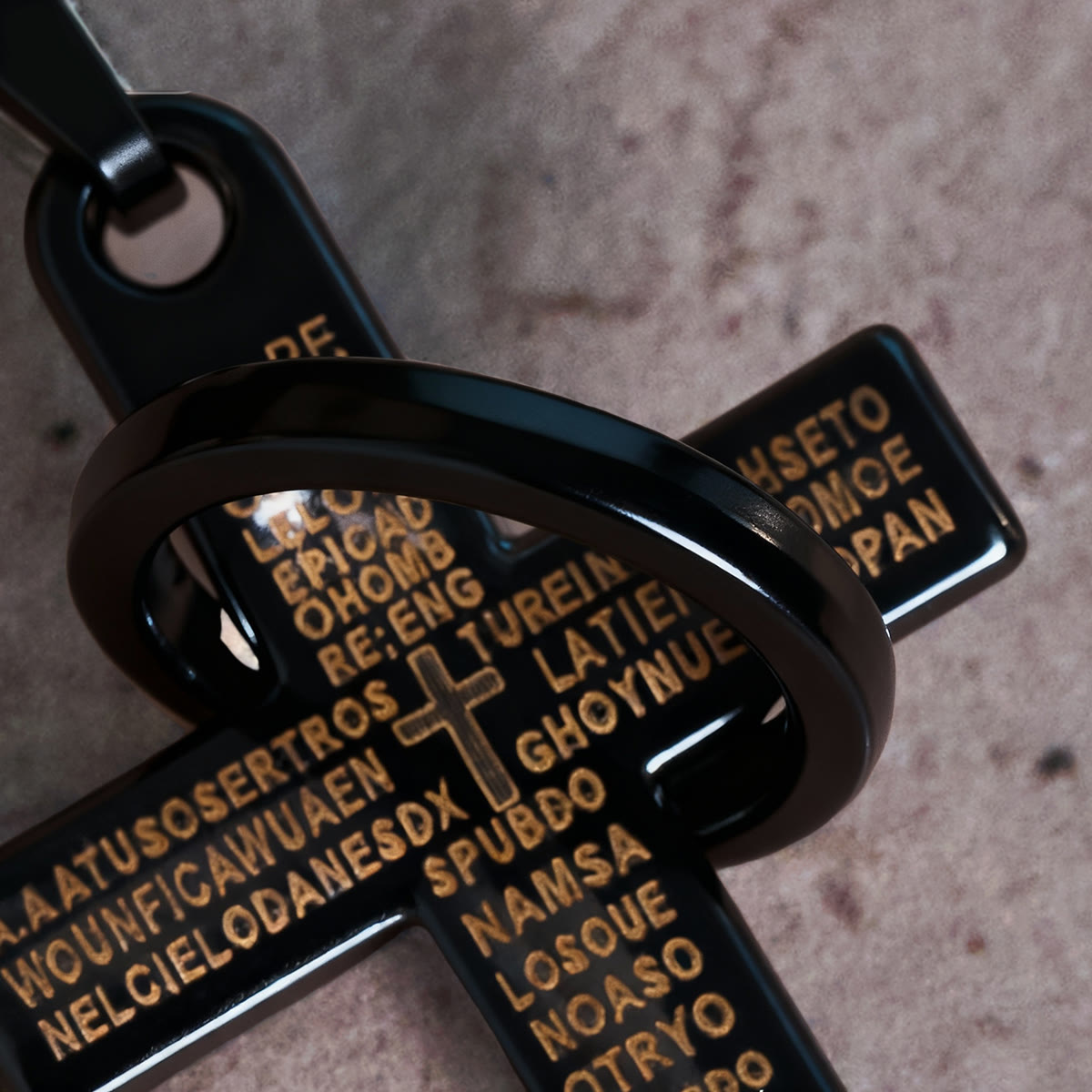 Lord's Prayer with Interlocking Ring Cross Pendant Necklace: Bold Style Sacred Meaning