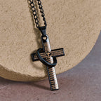 Lord's Prayer with Interlocking Ring Cross Pendant Necklace: Bold Style Sacred Meaning