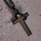 Lord's Prayer with Interlocking Ring Cross Pendant Necklace: Bold Style Sacred Meaning