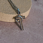 Lord's Prayer with Interlocking Ring Cross Pendant Necklace: Bold Style Sacred Meaning