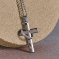 Lord's Prayer with Interlocking Ring Cross Pendant Necklace: Bold Style Sacred Meaning