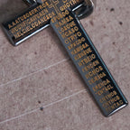 Lord's Prayer with Interlocking Ring Cross Pendant Necklace: Bold Style Sacred Meaning