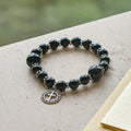 Spiritual Armor Black Obsidian Bracelet with Cross Charm: Pray without Fear