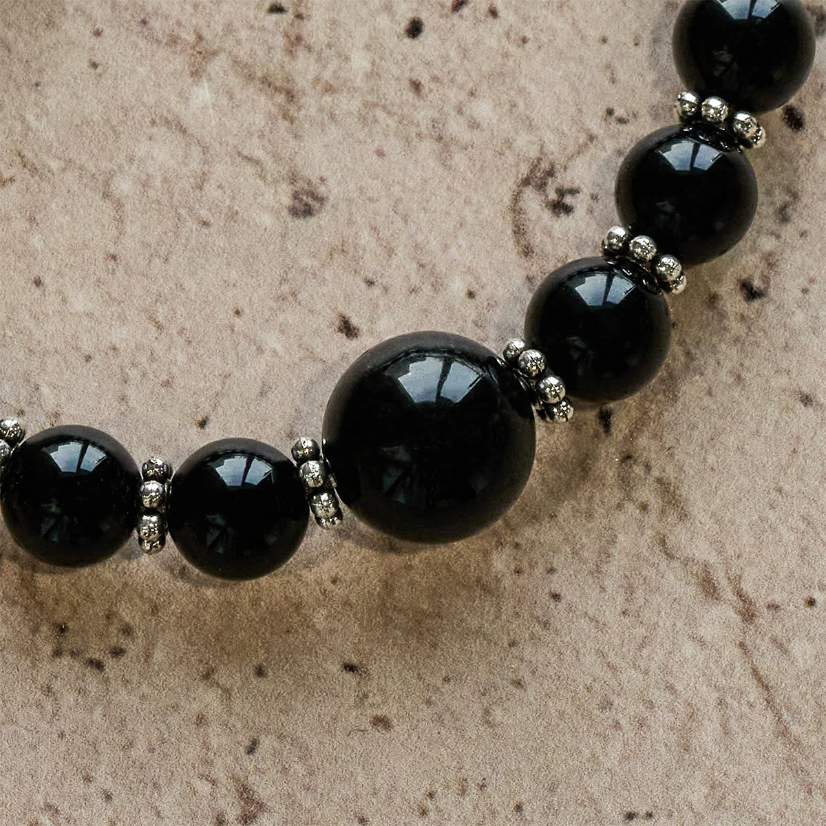 Spiritual Armor Black Obsidian Bracelet with Cross Charm: Pray without Fear