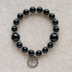 Spiritual Armor Black Obsidian Bracelet with Cross Charm: Pray without Fear