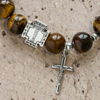 Courage in Christ Tiger Eye Stone Bracelet with Cross Charm: Pray without Fear