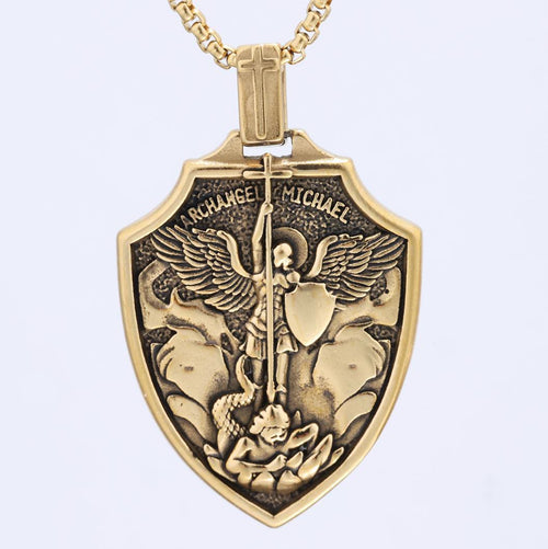 Archangel Michael Shield Pendant Necklace: Faith & Protection for Daily Wear