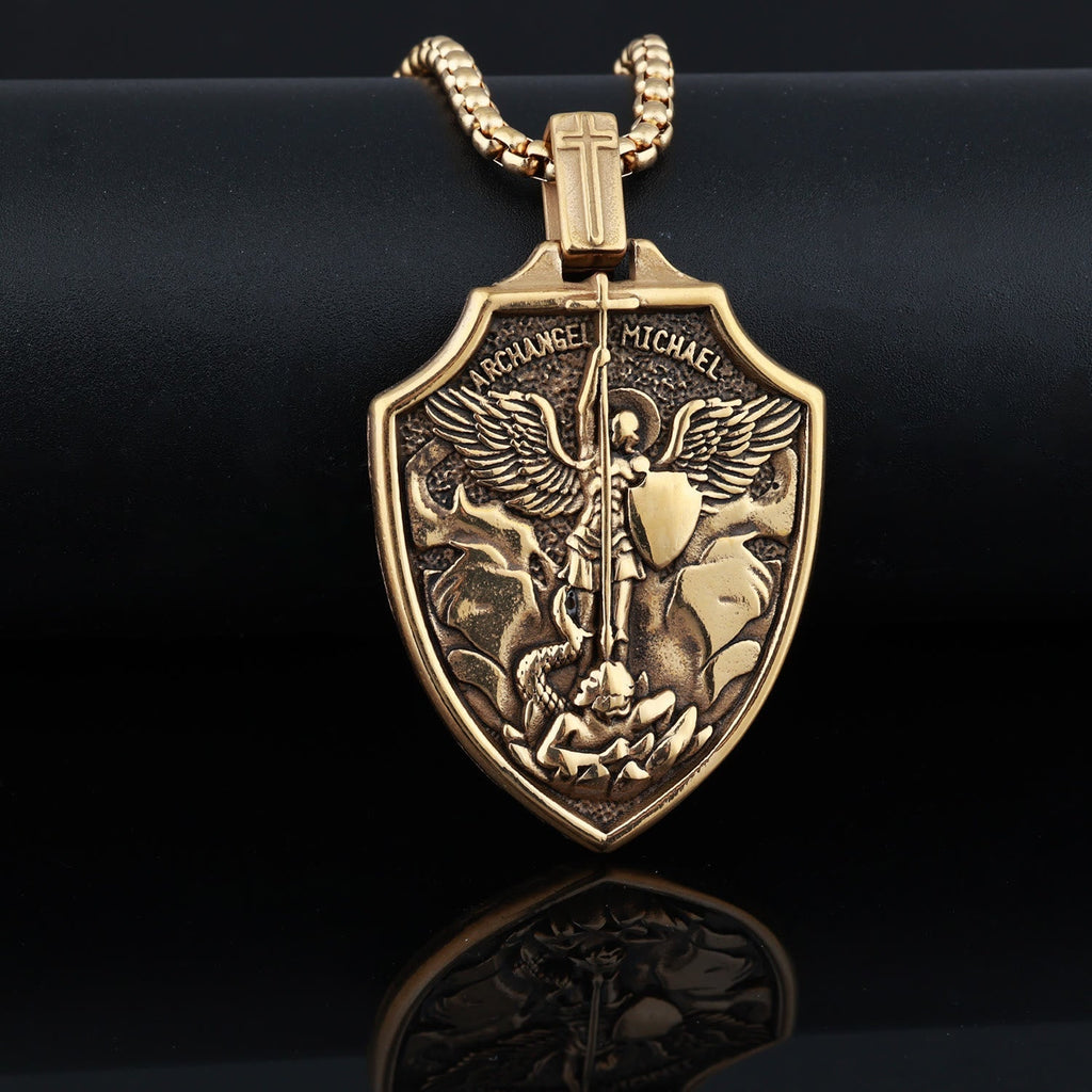 Archangel Michael Shield Pendant Necklace: Faith & Protection for Daily Wear