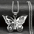 Psalm 46:10 Butterfly Cross Necklace: Biblical Faith Heritage for Daily Life