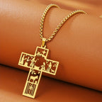 Cross with Nativity Cutout Necklace: Timeless Faith Symbol for Christmas
