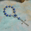 Royal Blue-Tone Stone Beads One Decade Rosary, Bracelet: Grace Guided by Mary's Hand
