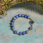 Royal Blue-Tone Stone Beads One Decade Rosary, Bracelet: Grace Guided by Mary's Hand
