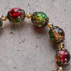 Christmas Glory Red-Green-Gold Glass Bead Bracelet: Faith That Shines