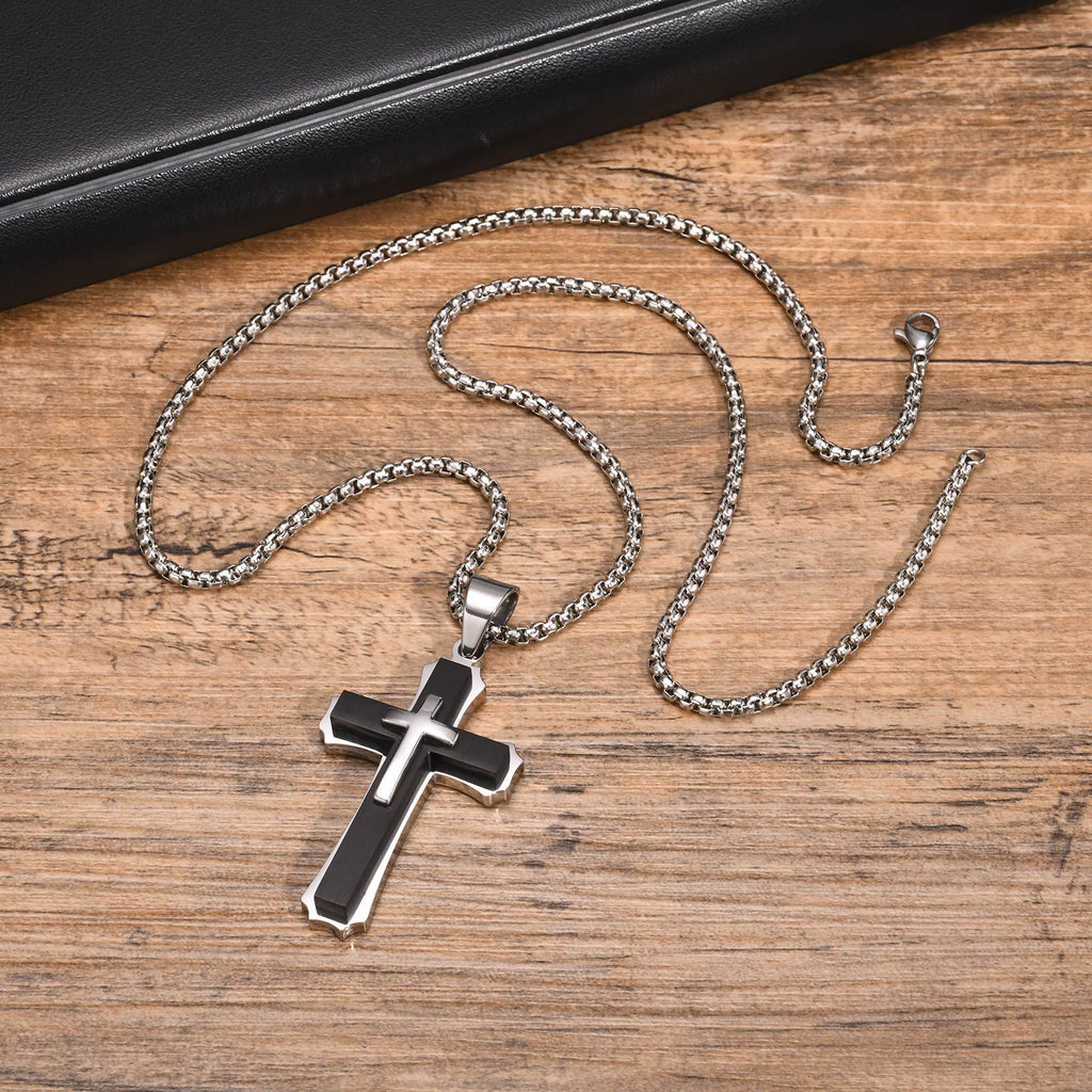 4-Colored Cross Guardian Pendant Necklace: Faith & Protection for Daily Life