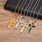 4-Colored Cross Guardian Pendant Necklace: Faith & Protection for Daily Life