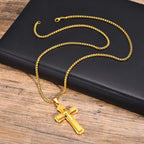 4-Colored Cross Guardian Pendant Necklace: Faith & Protection for Daily Life