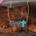Turquoise Cross Bar Pendant Necklace: Western Faith & Artistic Devotion