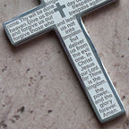 Stainless Steel Lord's Prayer Pendant Cross Necklace