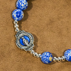 Royal Blue-Tone Stone Beads One Decade Rosary, Bracelet: Grace Guided by Mary's Hand