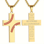 Baseball Stitch Cross Necklace: Athletic Devotion & Inspirational Quote