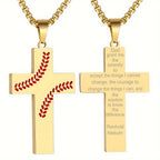 Baseball Stitch Cross Necklace: Athletic Devotion & Inspirational Quote