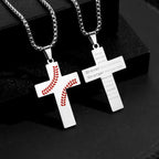 Baseball Stitch Cross Necklace: Athletic Devotion & Inspirational Quote