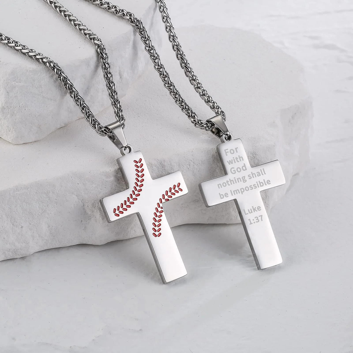 Baseball Stitch Cross Necklace: Athletic Devotion & Inspirational Quote
