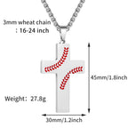 Baseball Stitch Cross Necklace: Athletic Devotion & Inspirational Quote