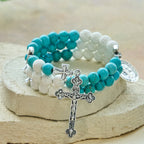 Gypsum & Turquoise Rosary Bracelet: Devotion & Heavenly Calm
