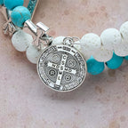 Gypsum & Turquoise Rosary Bracelet: Devotion & Heavenly Calm