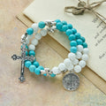 Gypsum & Turquoise Rosary Bracelet: Devotion & Heavenly Calm