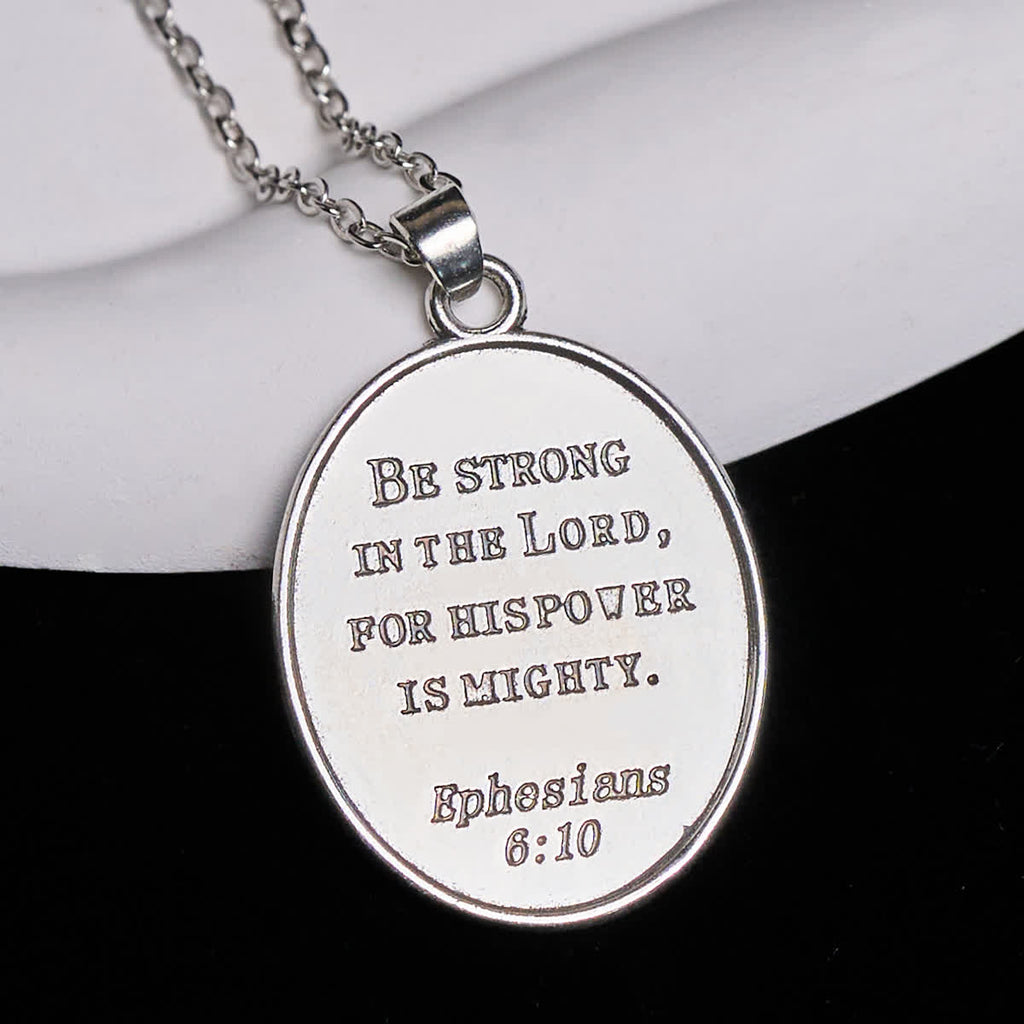 Two Tone Sword & Oval Shield St. Michael Pendant Necklace