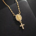 Our Lady & Cross Pendant Necklace: Divine Devotion & Timeless Elegance