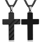 Tri-Color Cross Necklace with American Flag & Scripture: A Patriotic Expression