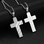 Tri-Color Cross Necklace with American Flag & Scripture: A Patriotic Expression
