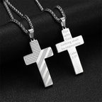 Tri-Color Cross Necklace with American Flag & Scripture: A Patriotic Expression